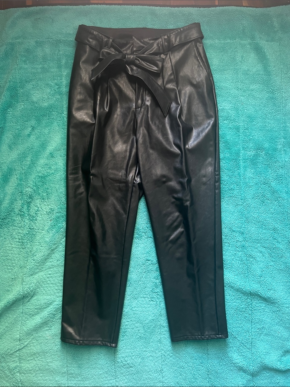 Express Black Faux Leather Paperbag Waist Pants